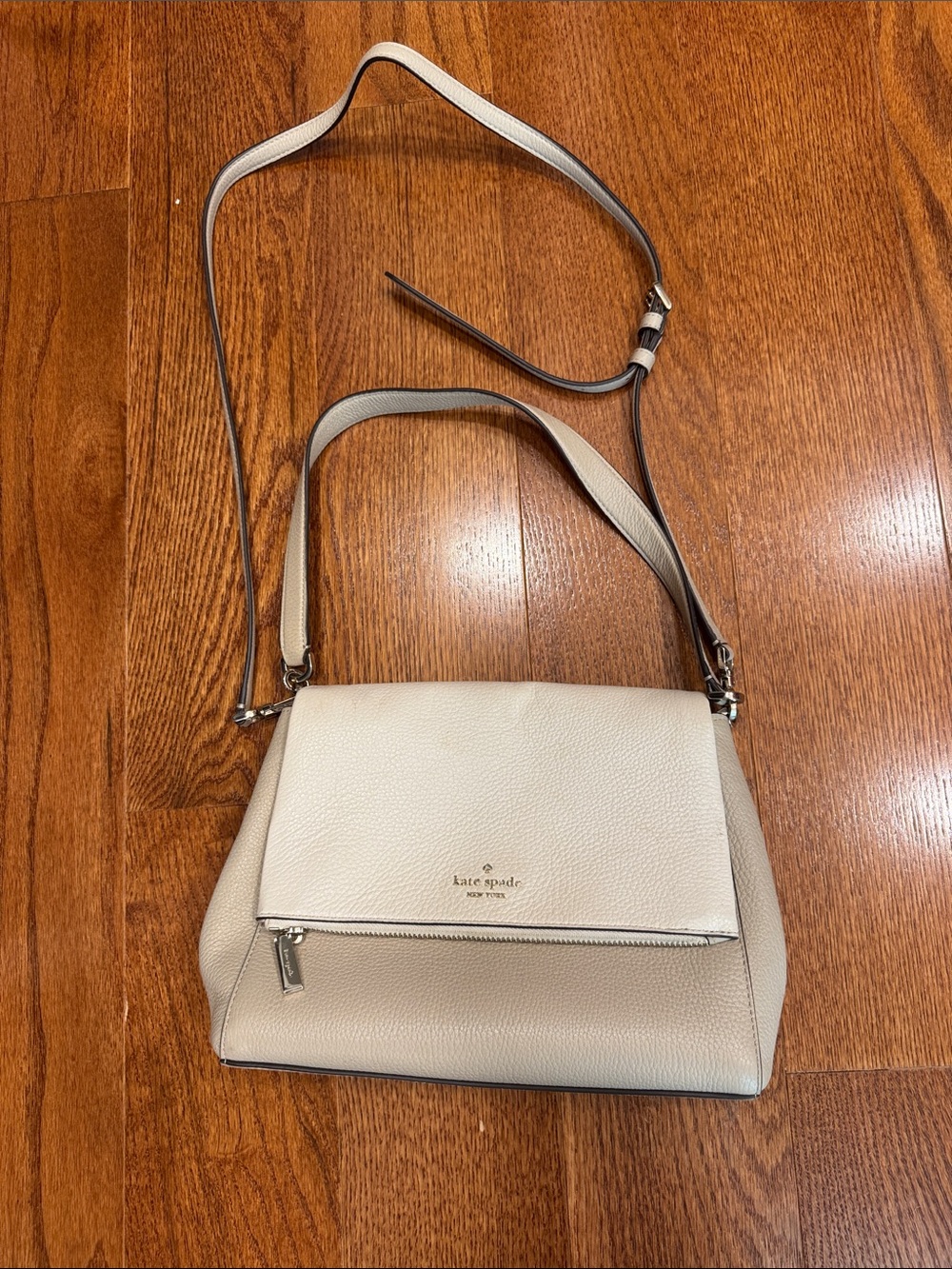 kate spade Cream Pebbled Leather Shoulder Satchel